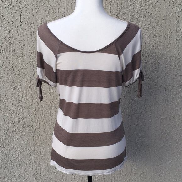 A.N.A Cold Shoulder Short Sleeve Stripped Top Women's size Petite Small - Picture 4 of 8